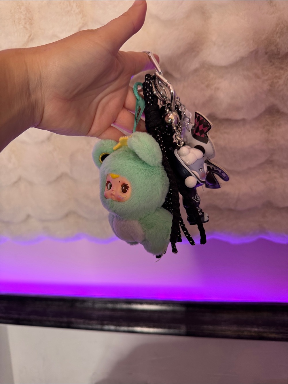 Plush Mint Frog and Multi character  Charm Keychain - Cute Green Accessory